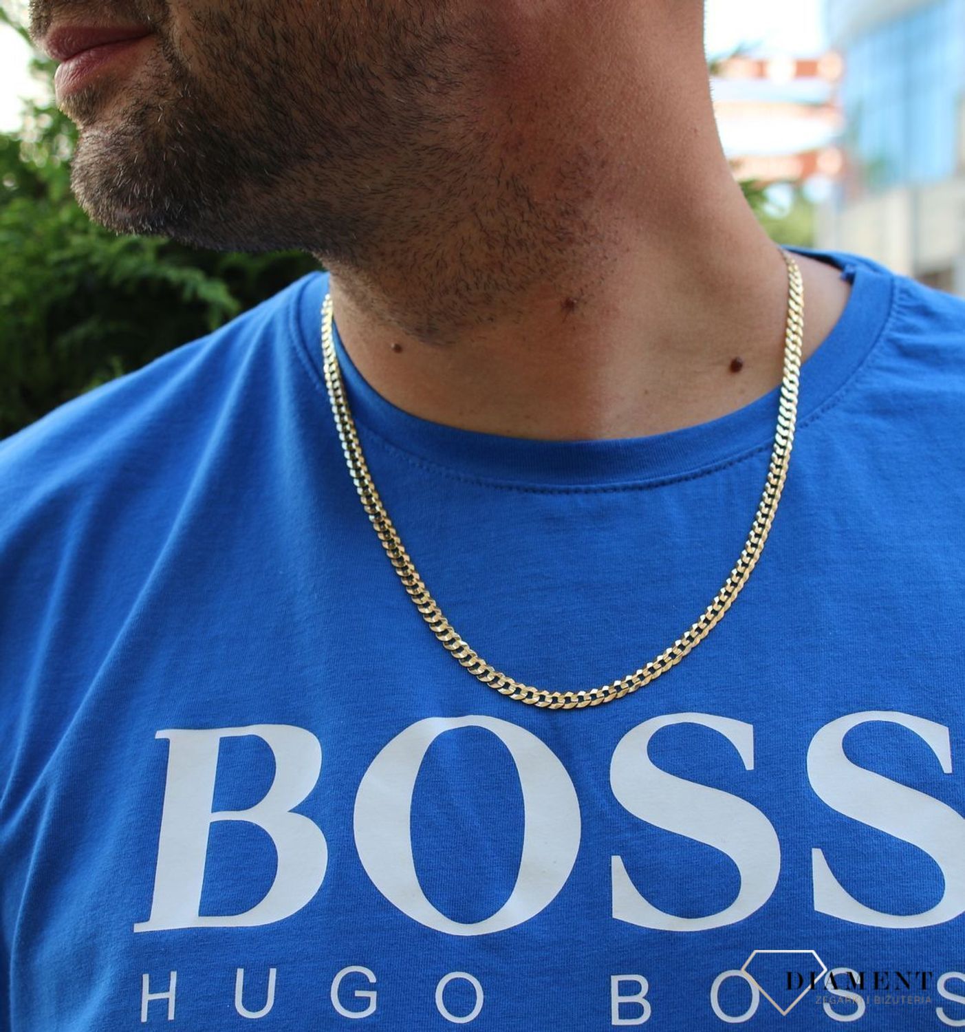 Złoty łańcuszek damski 333 gruba pancerka LA 430E.jpg